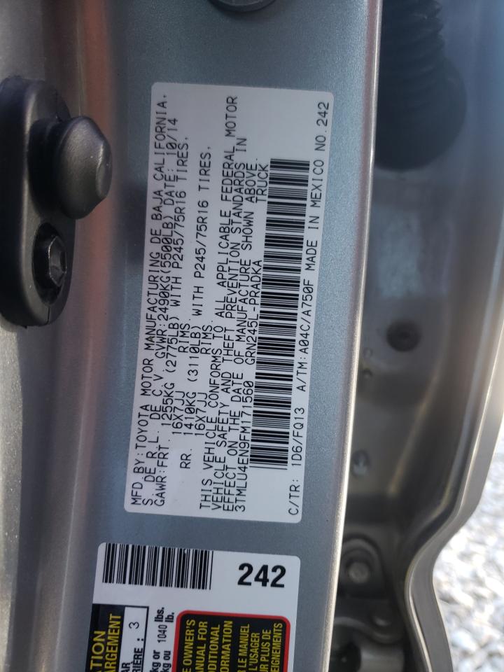 Photo 10 from auction – 2015 TOYOTA TACOMA DOU with VIN 3TMLU4EN9FM171560