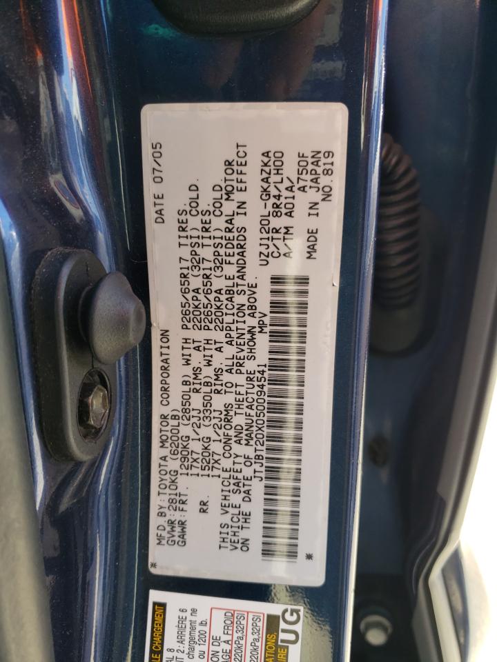 Photo 10 from auction – 2005 LEXUS GX 470 with VIN JTJBT20X050094541