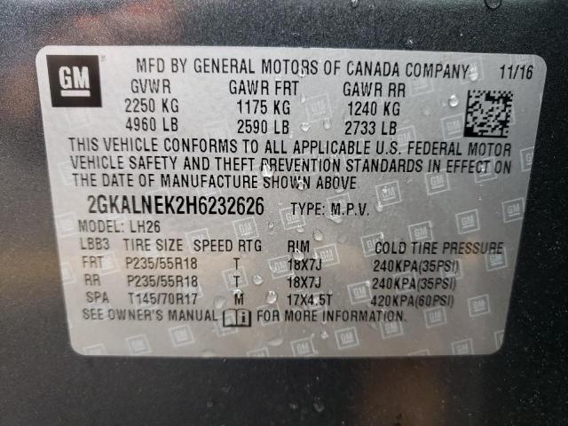 Photo 10 from auction – 2017 GMC TERRAIN SL with VIN 2GKALNEK2H6232626