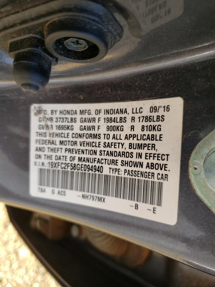 Photo 10 from auction – 2016 HONDA CIVIC LX with VIN 19XFC2F58GE094940