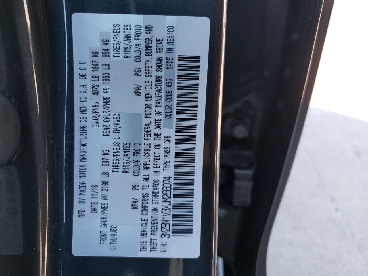 Photo 10 from auction – 2018 MAZDA 3 TOURING with VIN 3MZBN1V3XJM266074