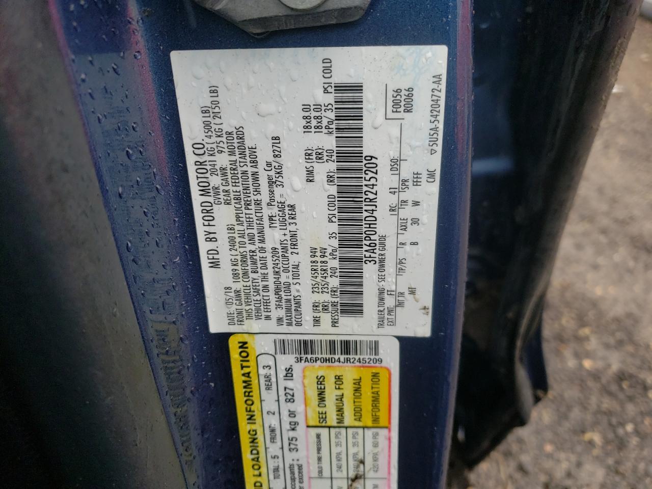 Photo 10 from auction – 2018 FORD FUSION SE with VIN 3FA6P0HD4JR245209