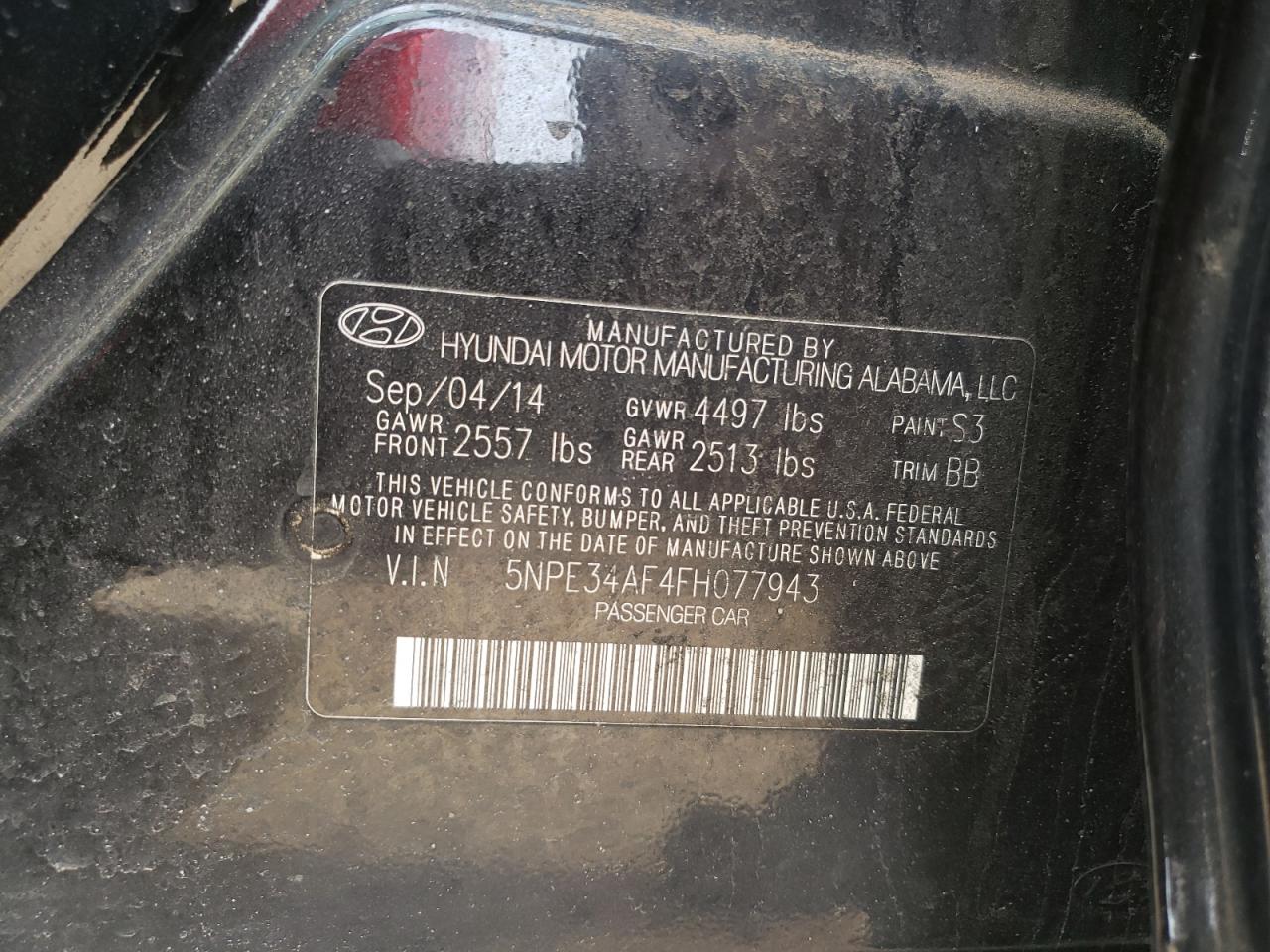 Photo 10 from auction – 2015 HYUNDAI SONATA SPO with VIN 5NPE34AF4FH077943