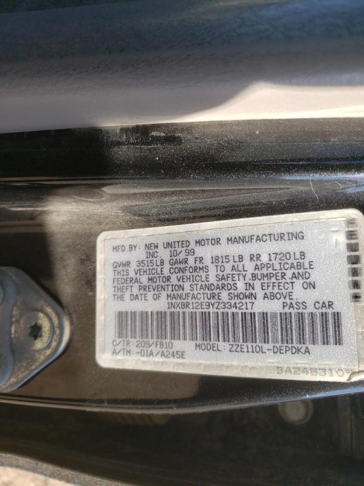 Photo 10 from auction – 2000 TOYOTA COROLLA VE with VIN 1NXBR12E9YZ334217
