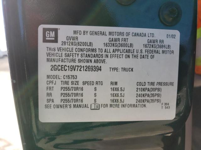 Photo 10 from auction – 2002 CHEVROLET SILVERADO with VIN 2GCEC19V721269394