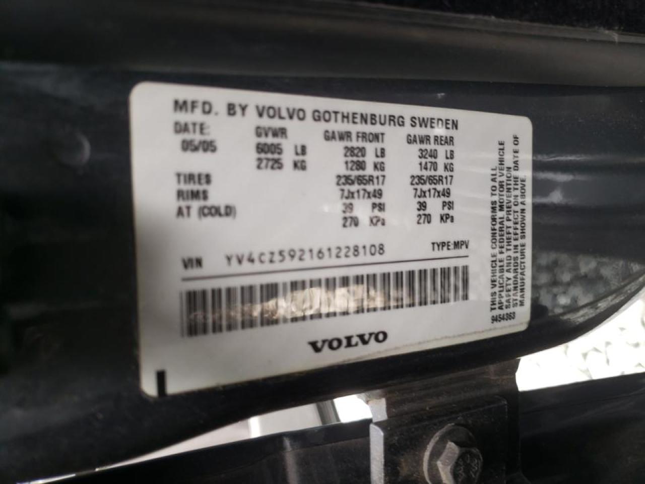 Photo 10 from auction – 2006 VOLVO XC90 with VIN YV4CZ592161228108