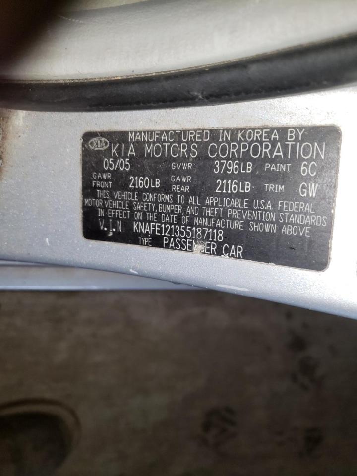 Photo 10 from auction – 2005 KIA SPECTRA LX with VIN KNAFE121355187118