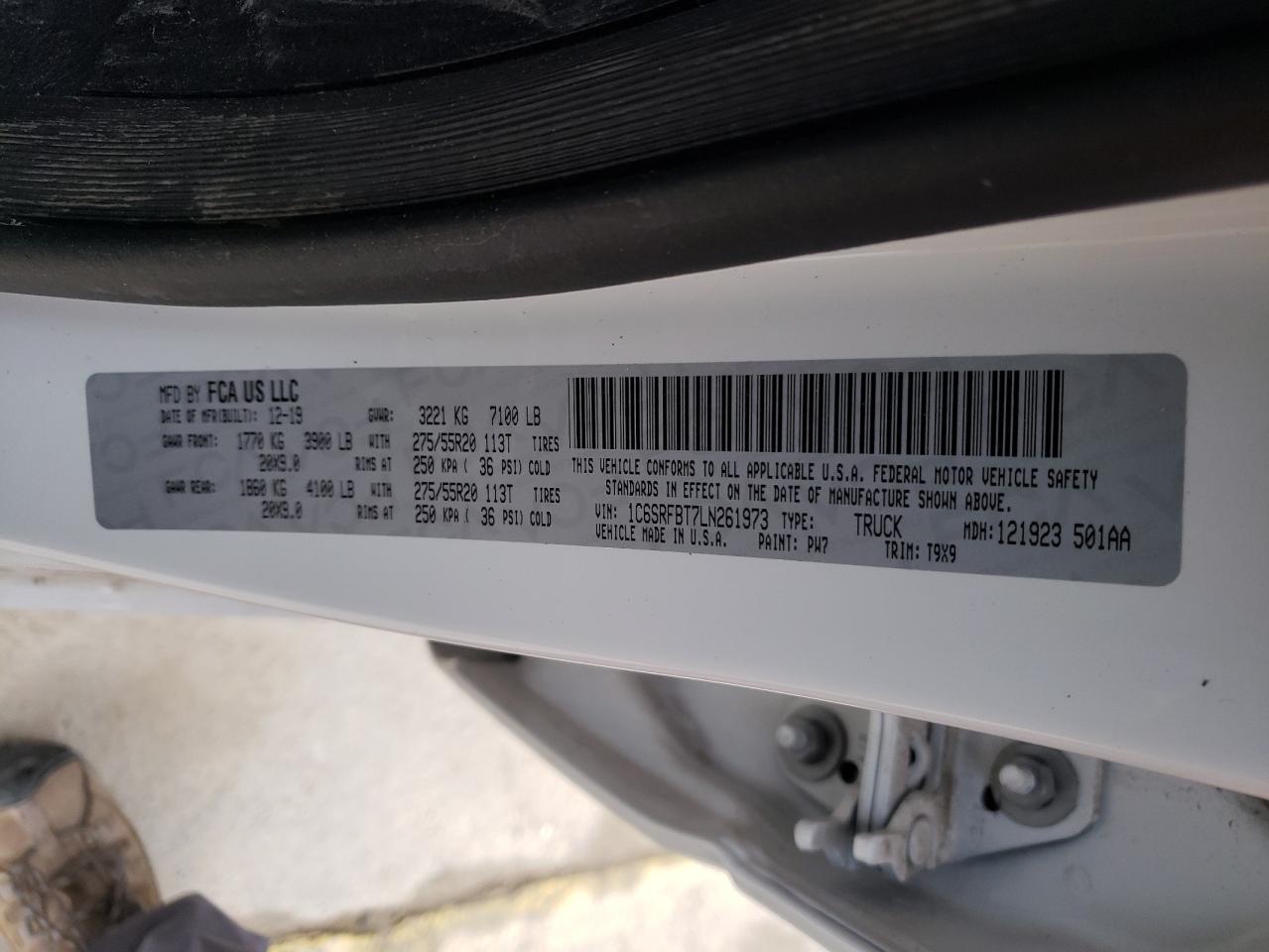 Photo 10 from auction – 2020 RAM 1500 BIG H with VIN 1C6SRFBT7LN261973