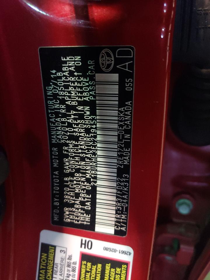 Photo 10 from auction – 2014 TOYOTA COROLLA L with VIN 2T1BURHE3EC219453