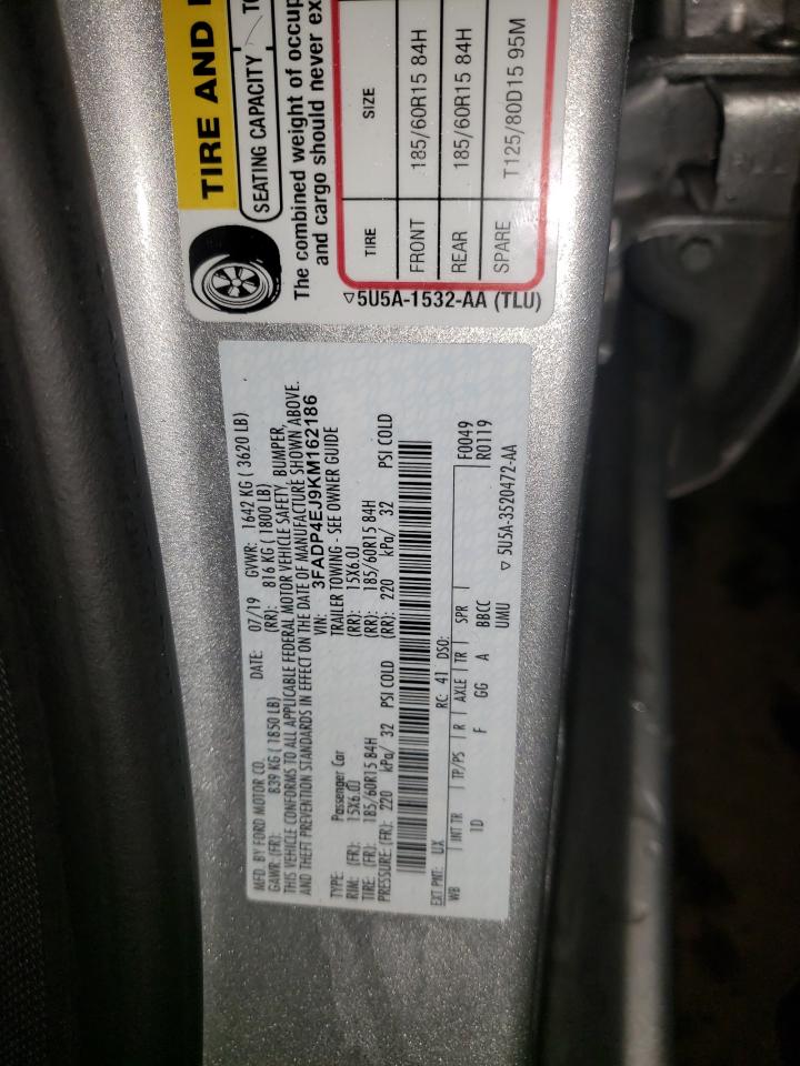 Photo 10 from auction – 2019 FORD FIESTA SE with VIN 3FADP4EJ9KM162186