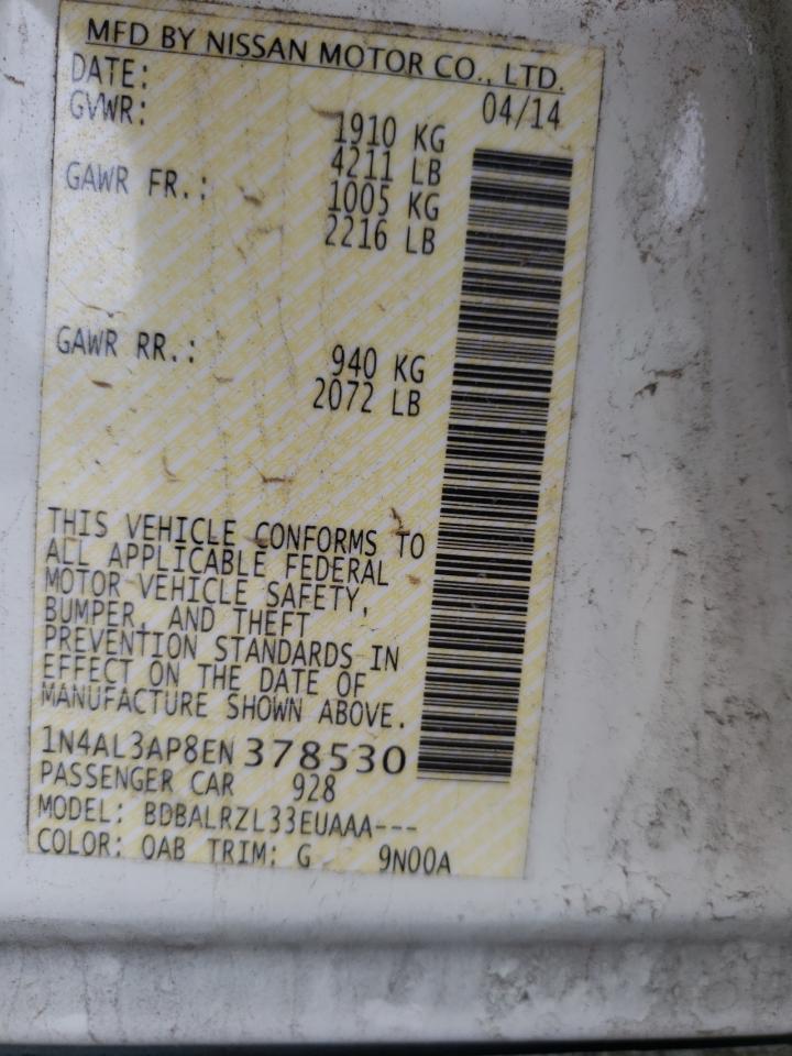 Photo 10 from auction – 2014 NISSAN ALTIMA 2.5 with VIN 1N4AL3AP8EN378530