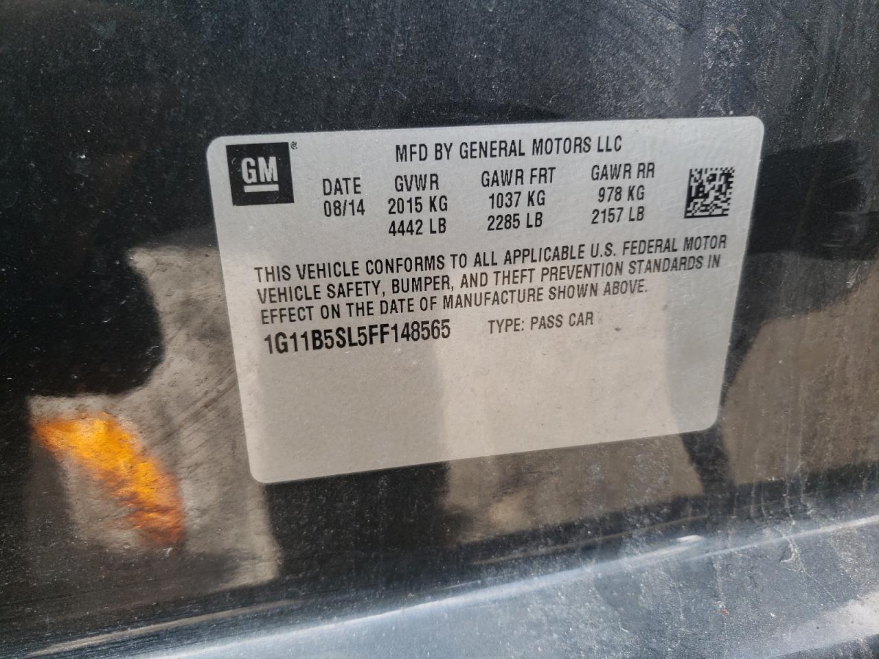 Photo 10 from auction – 2015 CHEVROLET MALIBU LS with VIN 1G11B5SL5FF148565