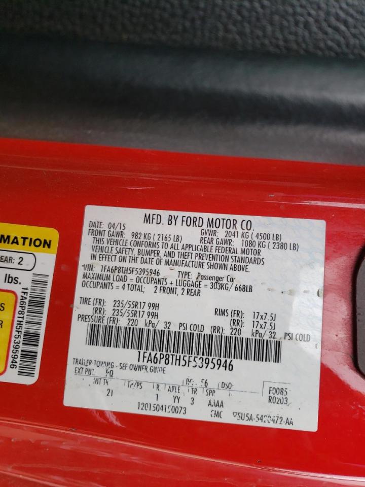 Photo 10 from auction – 2015 FORD MUSTANG with VIN 1FA6P8TH5F5395946