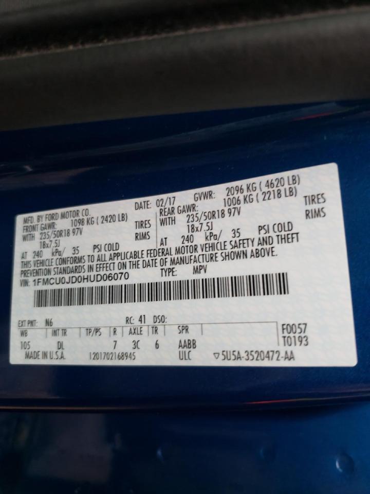 Photo 10 from auction – 2017 FORD ESCAPE TIT with VIN 1FMCU0JD0HUD06070