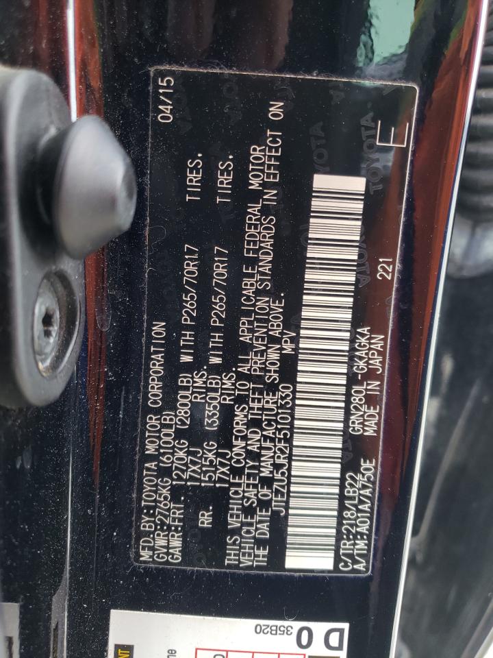 Photo 10 from auction – 2015 TOYOTA 4RUNNER SR with VIN JTEZU5JR2F5101330