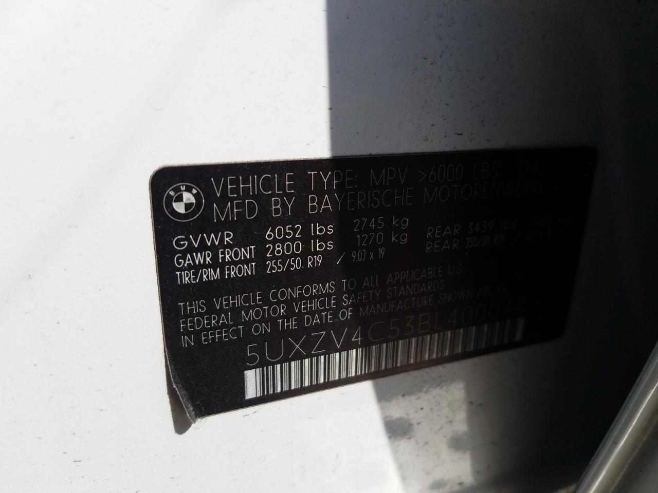 Photo 10 from auction – 2011 BMW X5 XDRIVE3 with VIN 5UXZV4C53BL400044