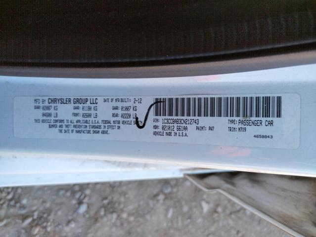 Photo 10 from auction – 2012 CHRYSLER 200 LX with VIN 1C3CCBAB3CN212743