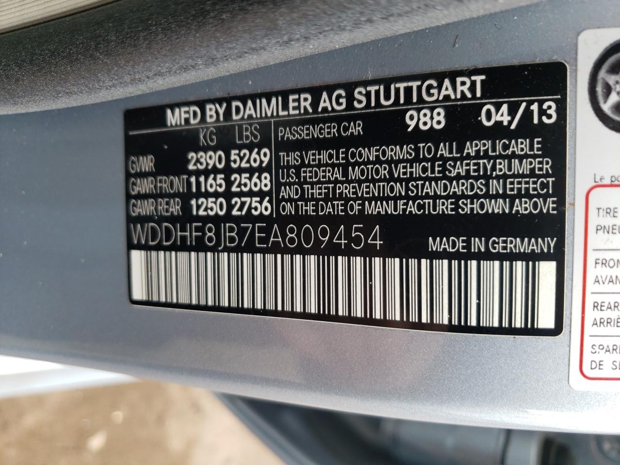 Photo 10 from auction – 2014 MERCEDES-BENZ E 350 4MAT with VIN WDDHF8JB7EA809454