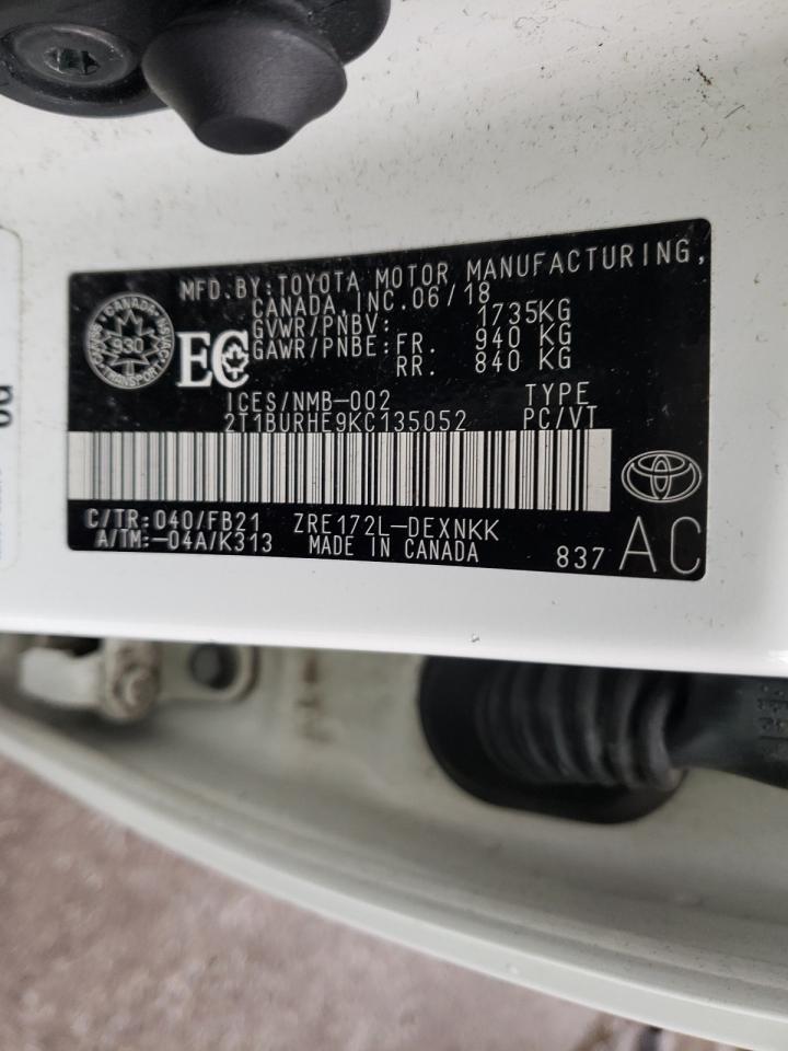 Photo 10 from auction – 2019 TOYOTA COROLLA L with VIN 2T1BURHE9KC135052