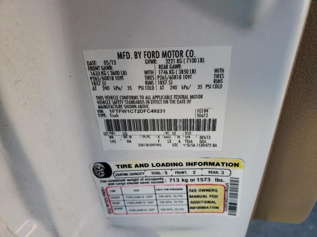Photo 10 from auction – 2013 FORD F150 SUPER with VIN 1FTFW1CT2DFC49231