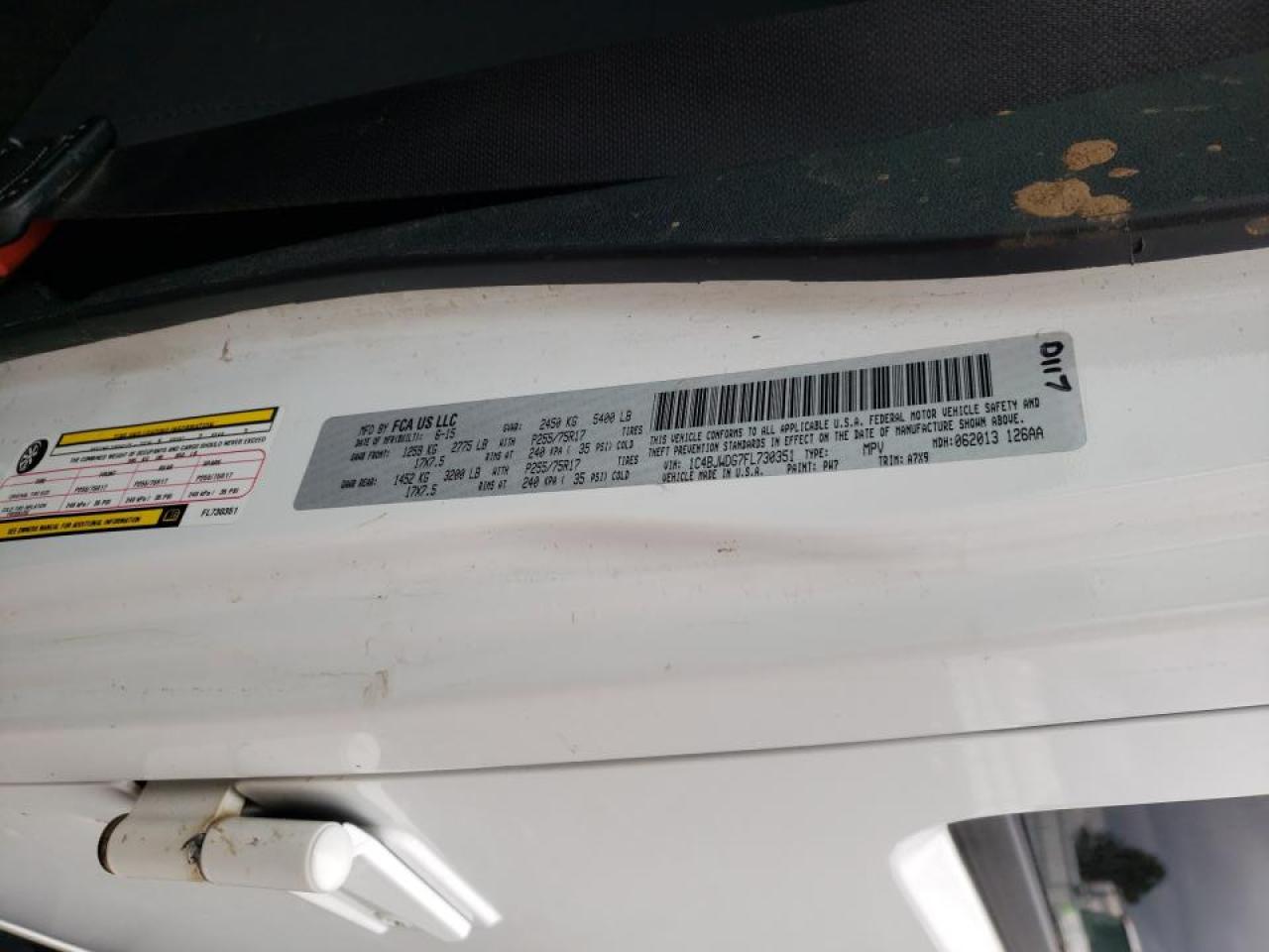 Photo 10 from auction – 2015 JEEP WRANGLER U with VIN 1C4BJWDG7FL730351