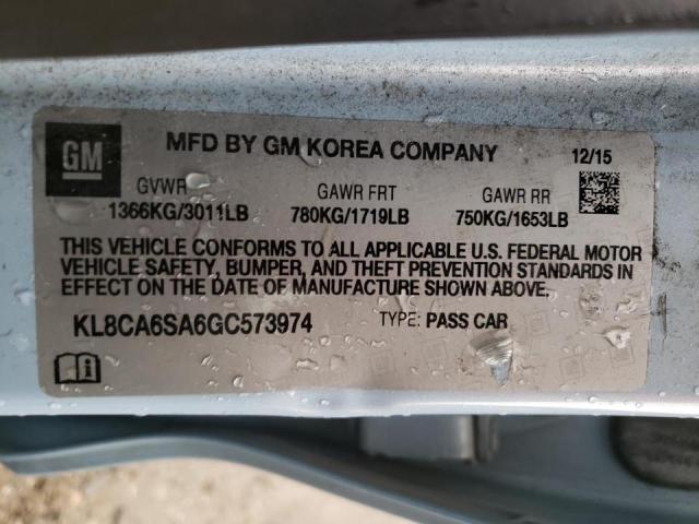 Photo 10 from auction – 2016 CHEVROLET SPARK LS with VIN KL8CA6SA6GC573974