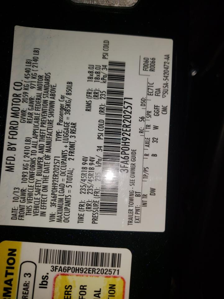 Photo 10 from auction – 2014 FORD FUSION SE with VIN 3FA6P0H92ER202571
