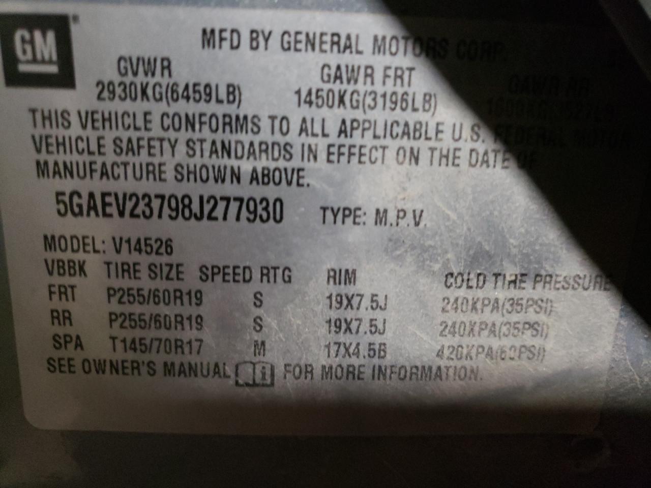 Photo 10 from auction – 2008 BUICK ENCLAVE CX with VIN 5GAEV23798J277930