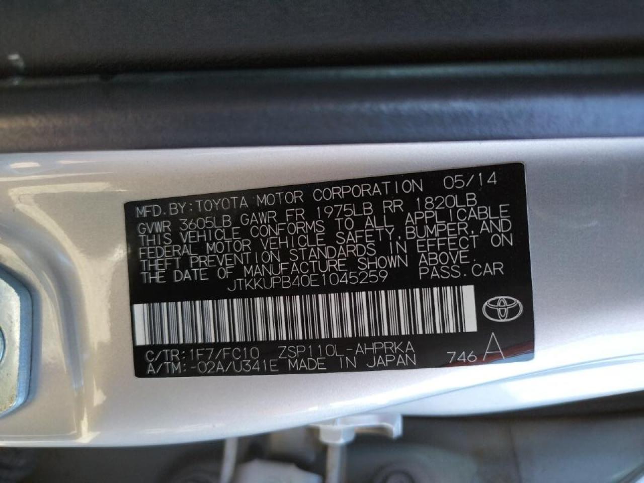 Photo 10 from auction – 2014 TOYOTA SCION XD with VIN JTKKUPB40E1045259