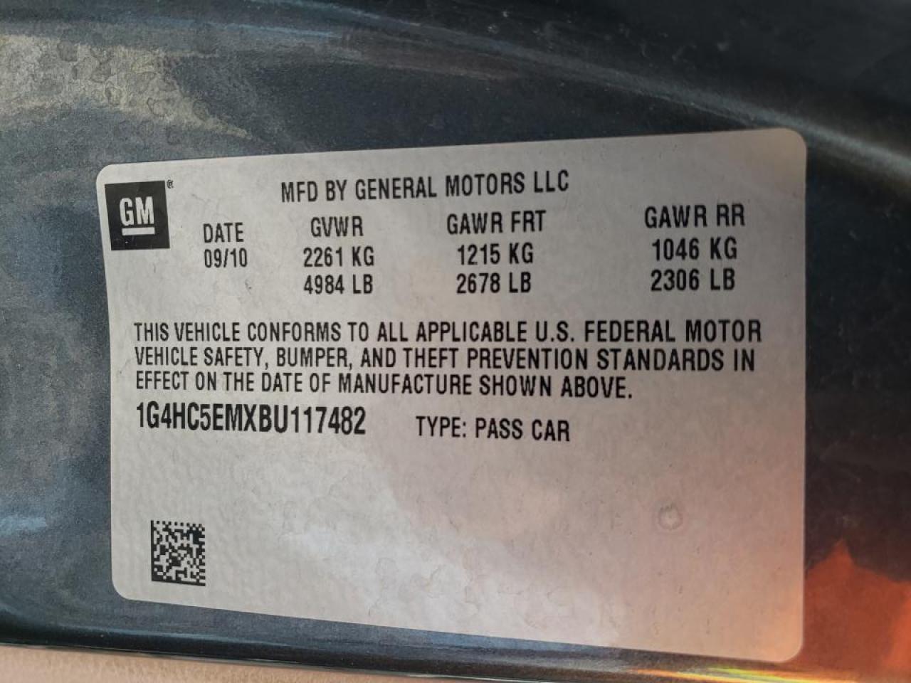 Photo 10 from auction – 2011 BUICK LUCERNE CX with VIN 1G4HC5EMXBU117482