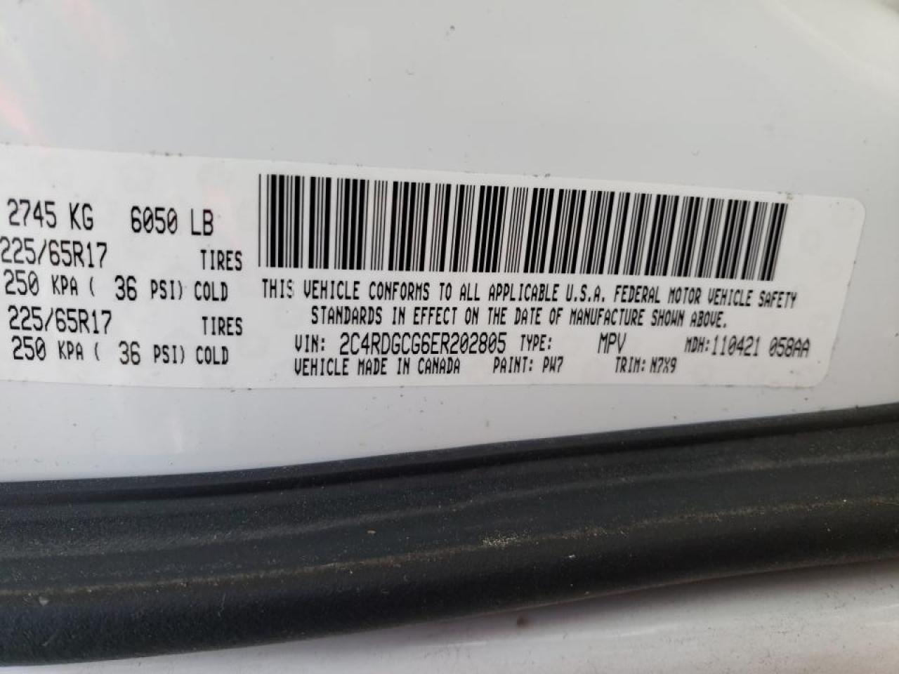 Photo 10 from auction – 2014 DODGE GRAND CARA with VIN 2C4RDGCG6ER202805
