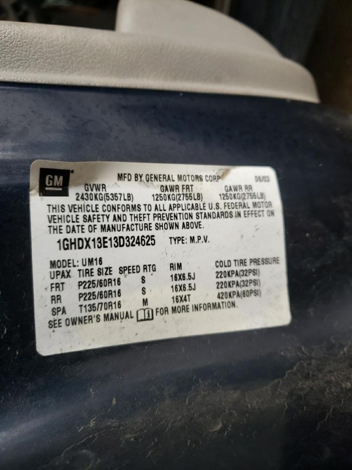 Photo 10 from auction – 2003 OLDSMOBILE SILHOUETTE with VIN 1GHDX13E13D324625