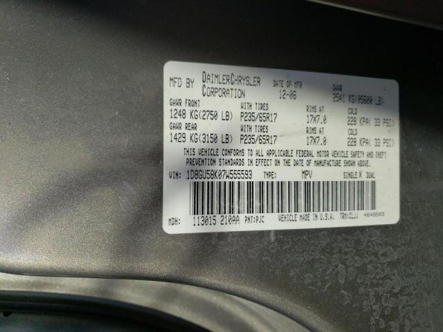 Photo 10 from auction – 2007 DODGE NITRO SLT with VIN 1D8GU58K07W555593