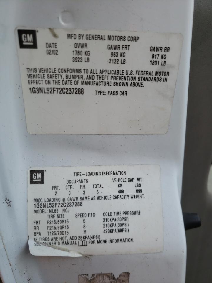 Photo 10 from auction – 2002 OLDSMOBILE ALERO GL with VIN 1G3NL52F72C237288
