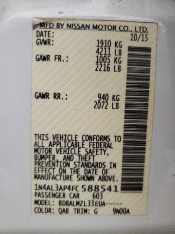 NISSAN ALTIMA 2.5 2015 with VIN 1N4AL3AP4FC588541 - Photo from auction