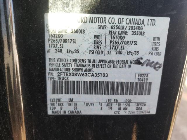 Photo 10 from auction – 2003 FORD F150 with VIN 2FTRX08W63CA35103