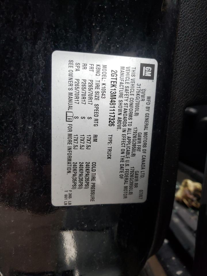 Photo 10 from auction – 2008 GMC SIERRA K15 with VIN 2GTEK13M481117326