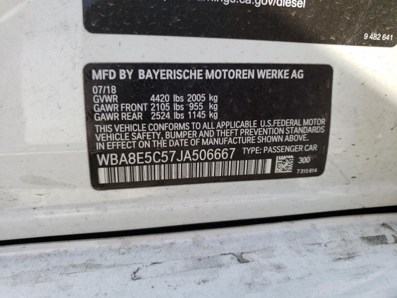 Photo 10 from auction – 2018 BMW 328 D with VIN WBA8E5C57JA506667