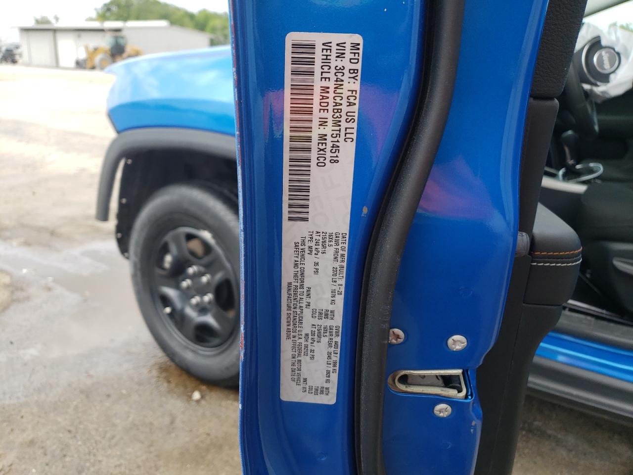 Photo 10 from auction – 2021 JEEP COMPASS SP with VIN 3C4NJCAB3MT514518
