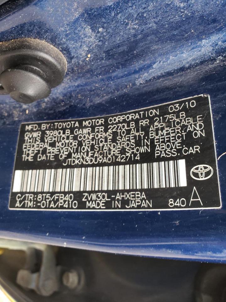 Photo 10 from auction – 2010 TOYOTA PRIUS with VIN JTDKN3DU9A0142714