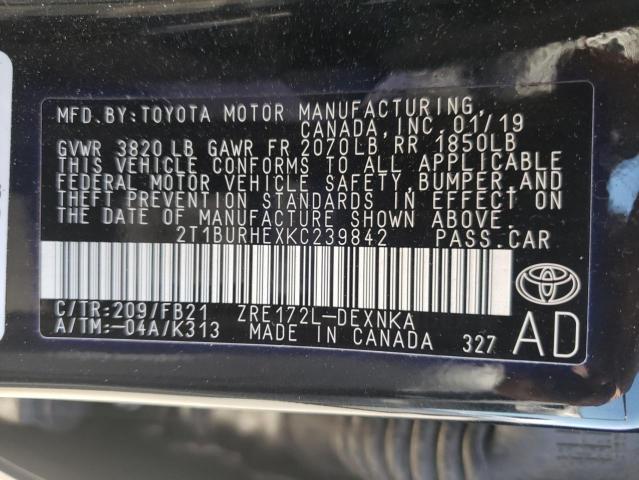 Photo 10 from auction – 2019 TOYOTA COROLLA L with VIN 2T1BURHEXKC239842