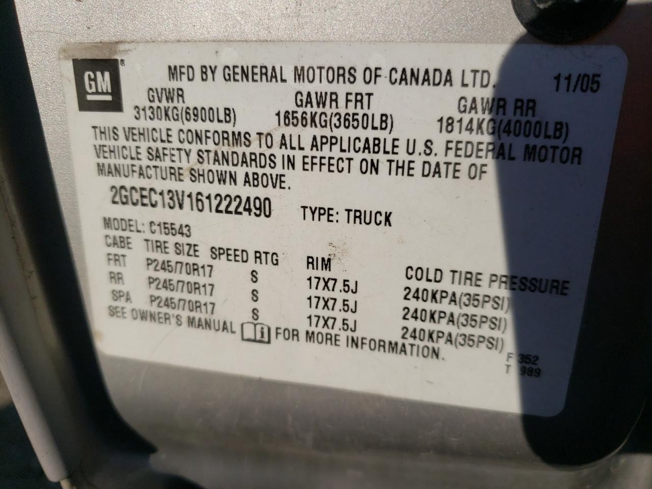 Photo 10 from auction – 2006 CHEVROLET silverado with VIN 2GCEC13V161222490
