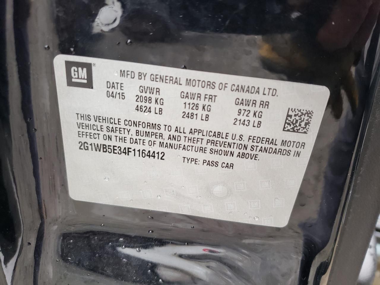 Photo 10 from auction – 2015 CHEVROLET IMPALA LIM with VIN 2G1WB5E34F1164412