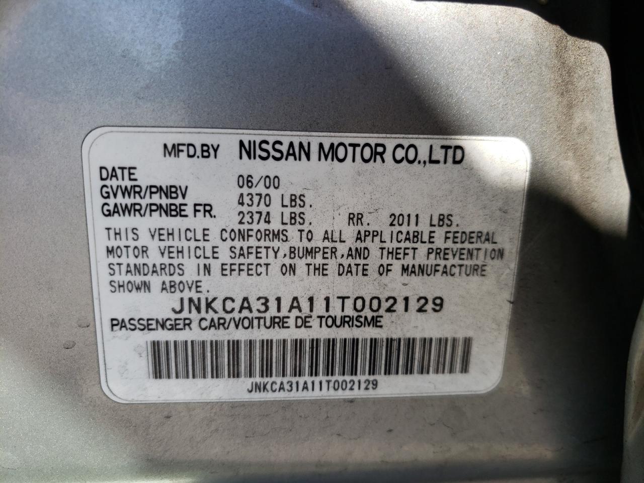 Photo 10 from auction – 2001 INFINITI I30 with VIN JNKCA31A11T002129