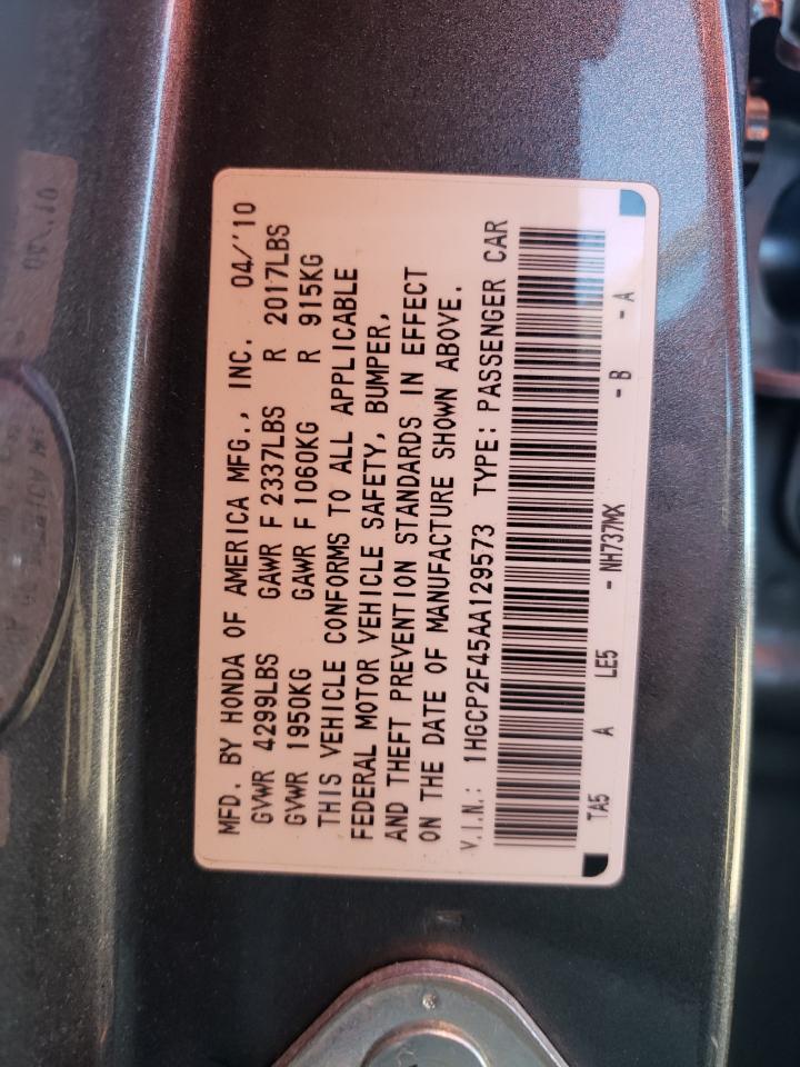 Photo 10 from auction – 2010 HONDA ACCORD LXP with VIN 1HGCP2F45AA129573