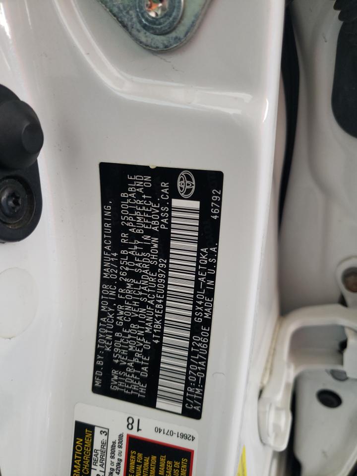 Photo 10 from auction – 2014 TOYOTA AVALON BAS with VIN 4T1BK1EB4EU099792