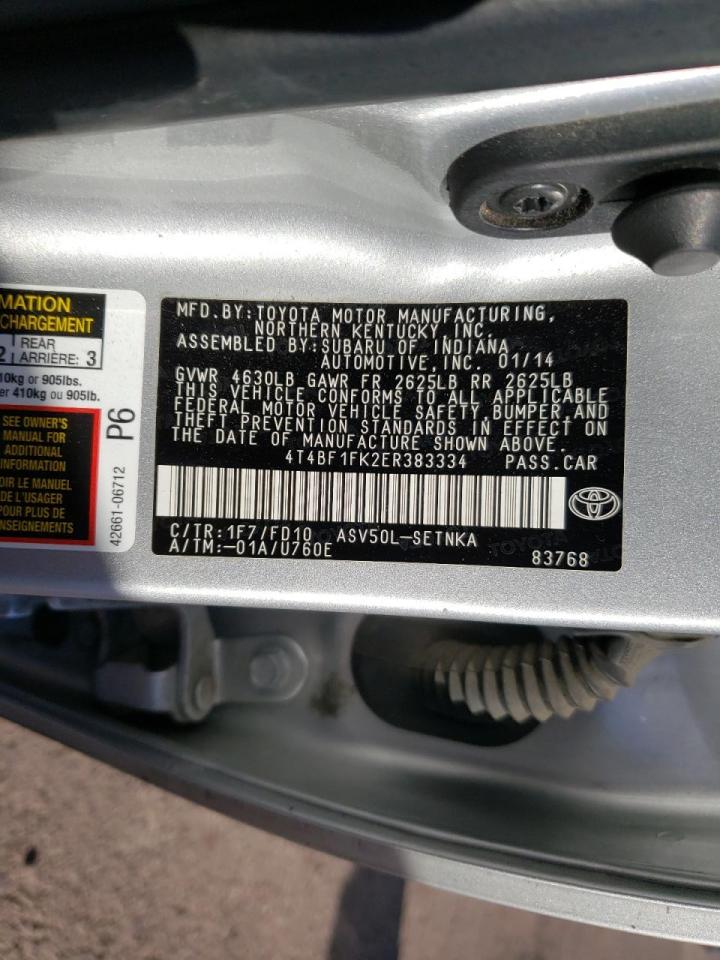 Photo 10 from auction – 2014 TOYOTA CAMRY L with VIN 4T4BF1FK2ER383334