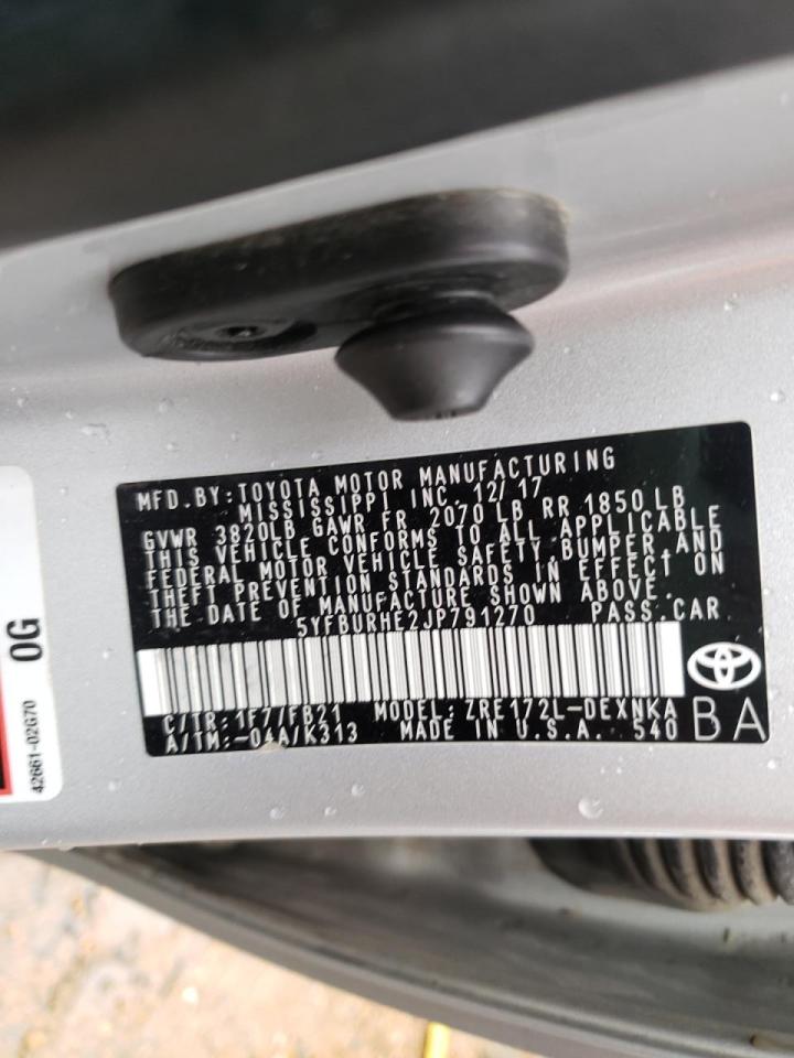 Photo 10 from auction – 2018 TOYOTA COROLLA L with VIN 5YFBURHE2JP791270