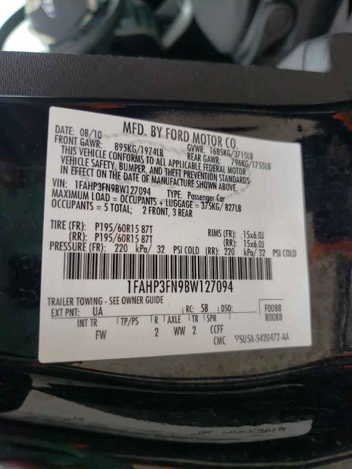 Photo 10 from auction – 2011 FORD FOCUS SE with VIN 1FAHP3FN9BW127094