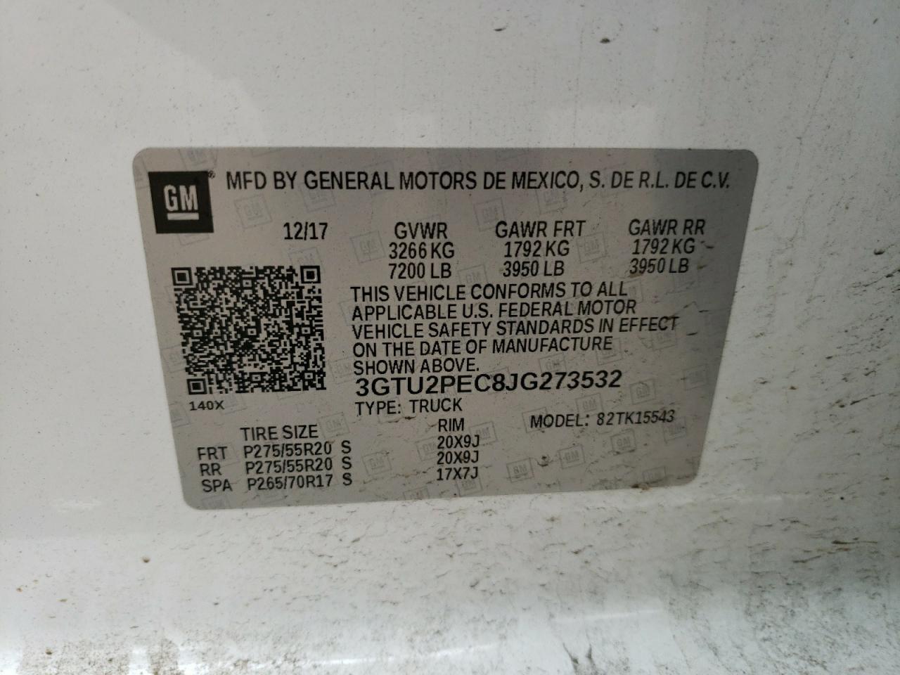 Photo 10 from auction – 2018 GMC SIERRA K15 with VIN 3GTU2PEC8JG273532